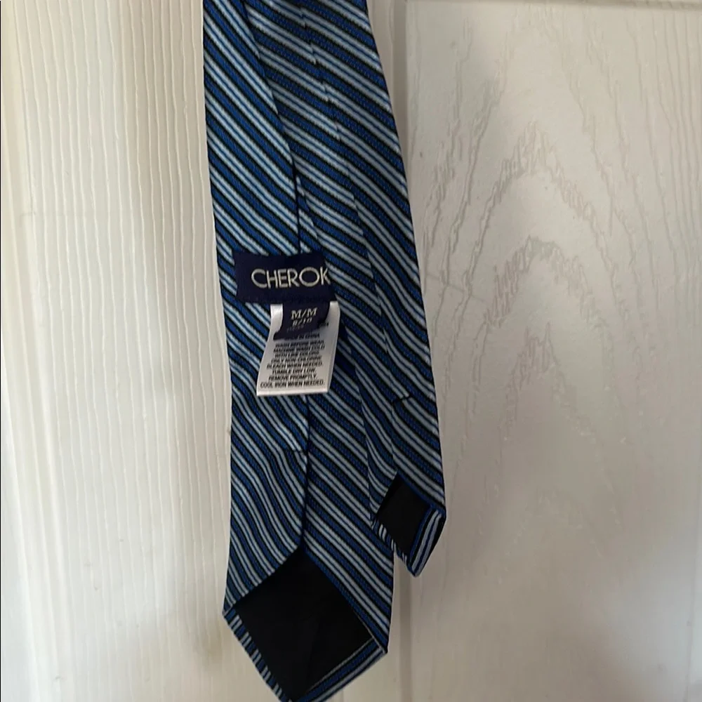Blue Striped kids Cherokee clip-on Tie